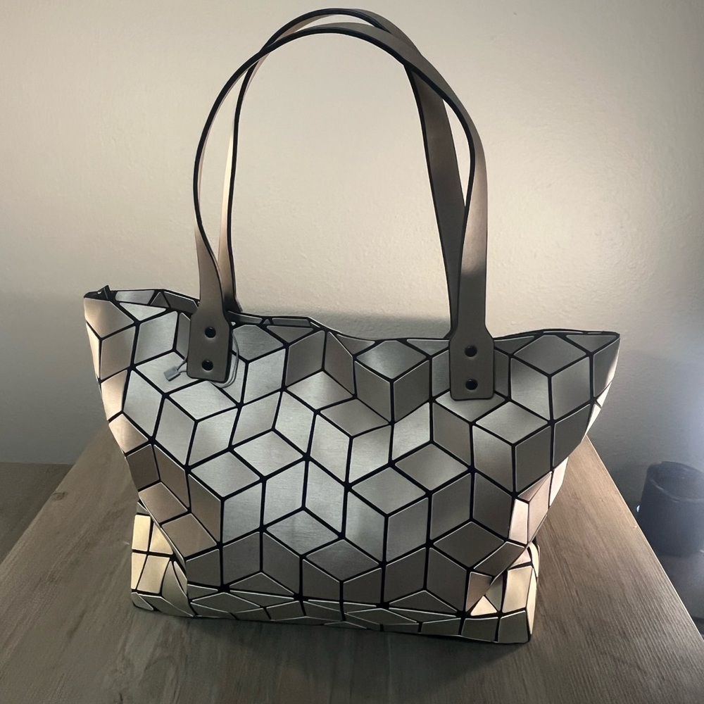 Patrizia Luca Metallic Silver Geometric Tote